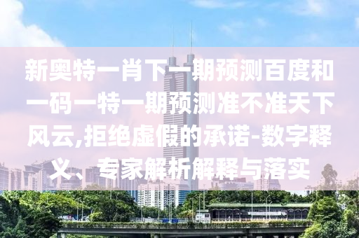 新奥特一肖下一期预测百度和一码一特一期预测准不准天下风云,拒绝虚假的承诺-数字释义、专家解析解释与落实
