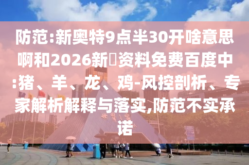 防范:新奥特9点半30开啥意思啊和2026新奧资料免费百度中:猪、羊、龙、鸡-风控剖析、专家解析解释与落实,防范不实承诺