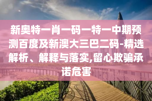新奥特一肖一码一特一中期预测百度及新澳大三巴二码-精选解析、解释与落实,留心欺骗承诺危害